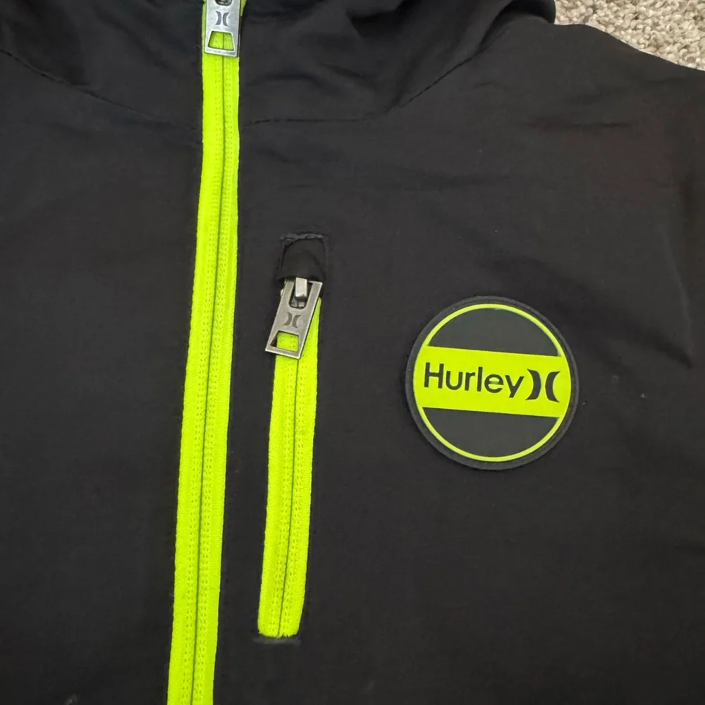 Kids Hurley Black Jacket with Neon yellow accents size s(7/8)